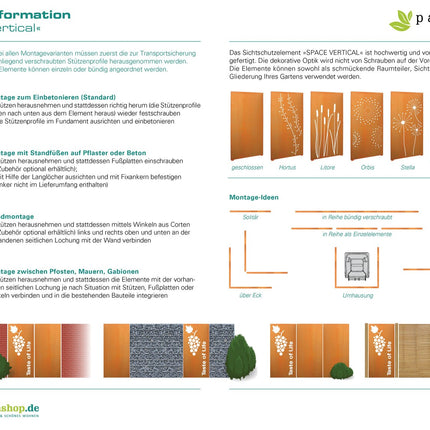 SPACE VERTICAL mit Motiv | Breite 87 cm | Corten