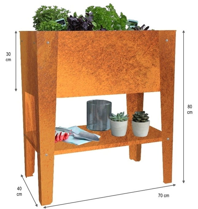 Design table planter "Palatino" small, deep planting trough | Corten 