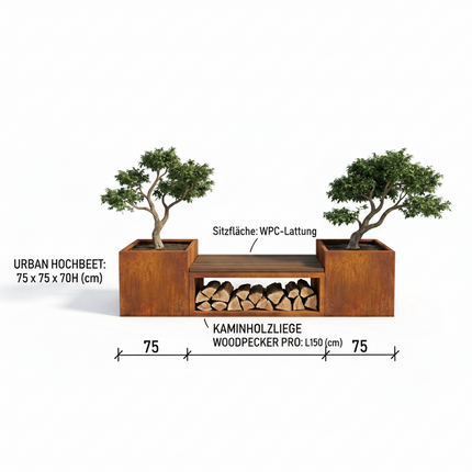 Gartenobjekt | VIEW URBAN Bank 300 Corten