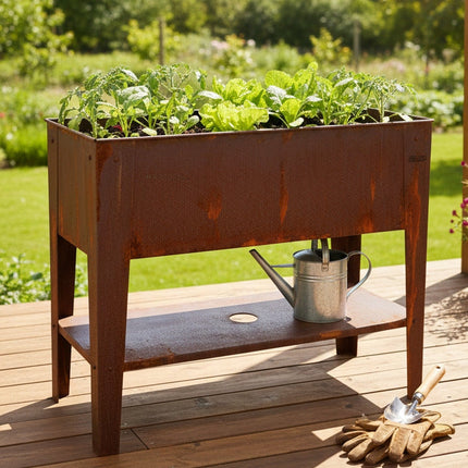 Design table planter "Palatino" large, deep planting trough | Corten 