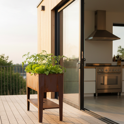 Design table planter "Palatino" large, deep planting trough | Corten 