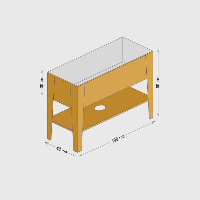 Jardinière de table design « Palatino », bac de plantation moyen et profond | Corten 