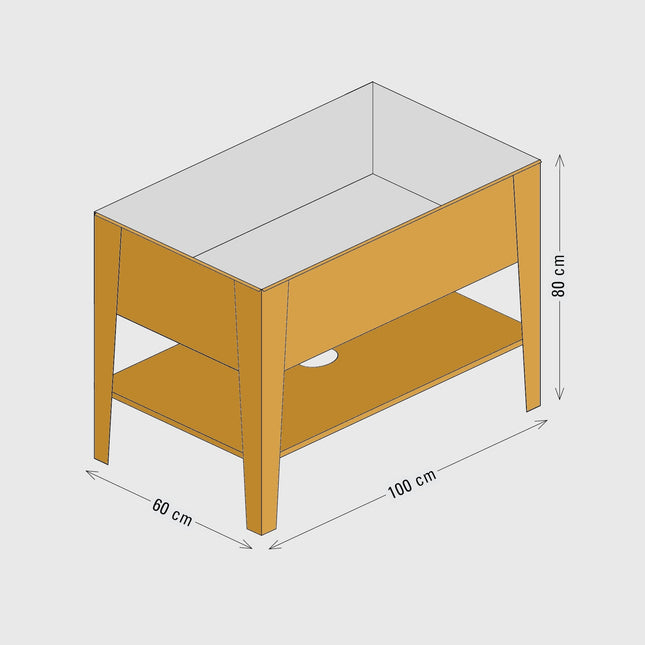 Jardinière de table design « Palatino », grand bac de plantation profond | Corten 
